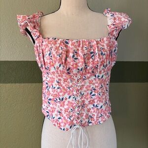 Princess Polly Pink Floral Corset Crop Top Sz. 8 (b5)